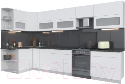Готовая кухня Интерлиния Мила Матте 1.5x3.6 Б левая - фото