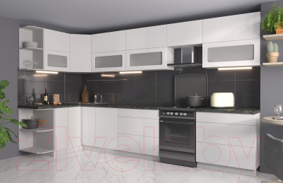 Готовая кухня Интерлиния Мила Матте 1.5x3.6 Б левая