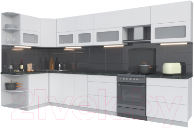 Готовая кухня Интерлиния Мила Матте 1.5x3.7 Б левая - фото