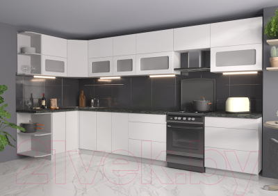 Готовая кухня Интерлиния Мила Матте 1.5x3.7 Б левая