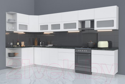 Готовая кухня Интерлиния Мила Матте 1.5x3.8 Б левая