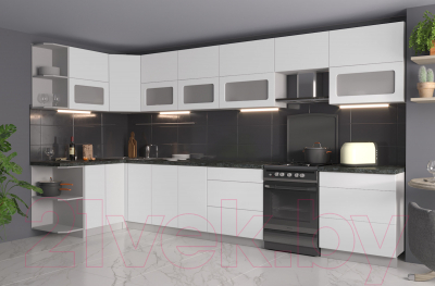 Готовая кухня Интерлиния Мила Матте 1.5x3.8 Б левая