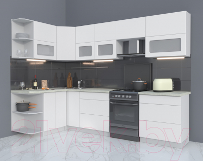 Готовая кухня Интерлиния Мила Матте 1.5x2.9 Б левая