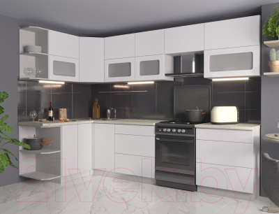 Готовая кухня Интерлиния Мила Матте 1.5x3.0 Б левая