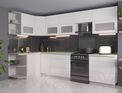 Готовая кухня Интерлиния Мила Матте 1.5x3.1 Б левая