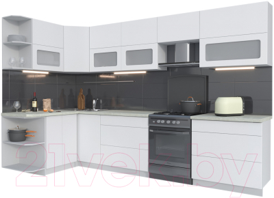 Готовая кухня Интерлиния Мила Матте 1.5x3.2 Б левая - фото