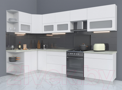 Готовая кухня Интерлиния Мила Матте 1.5x3.2 Б левая