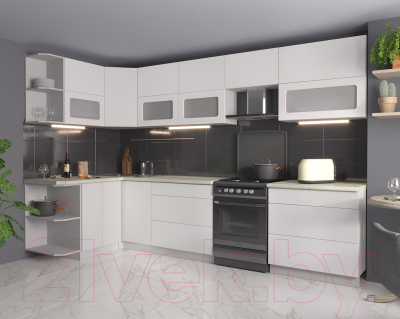 Готовая кухня Интерлиния Мила Матте 1.5x3.2 Б левая