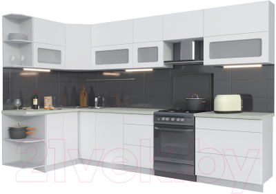 Готовая кухня Интерлиния Мила Матте 1.5x3.3 Б левая - фото