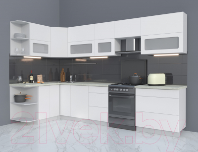 Готовая кухня Интерлиния Мила Матте 1.5x3.3 Б левая