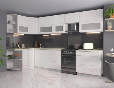Готовая кухня Интерлиния Мила Матте 1.5x3.3 Б левая