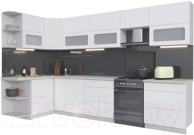 Готовая кухня Интерлиния Мила Матте 1.5x3.4 Б левая - фото