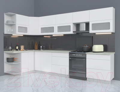 Готовая кухня Интерлиния Мила Матте 1.5x3.4 Б левая