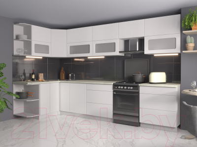 Готовая кухня Интерлиния Мила Матте 1.5x3.4 Б левая