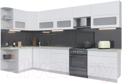 Готовая кухня Интерлиния Мила Матте 1.5x3.5 Б левая - фото