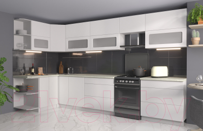 Готовая кухня Интерлиния Мила Матте 1.5x3.6 Б левая