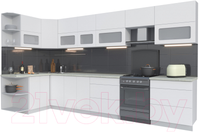 Готовая кухня Интерлиния Мила Матте 1.5x3.7 Б левая - фото