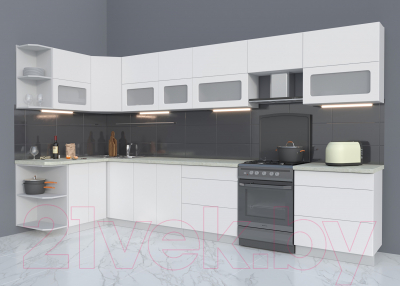 Готовая кухня Интерлиния Мила Матте 1.5x3.7 Б левая