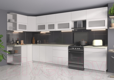 Готовая кухня Интерлиния Мила Матте 1.5x3.7 Б левая