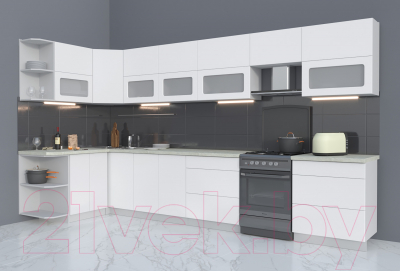 Готовая кухня Интерлиния Мила Матте 1.5x3.8 Б левая