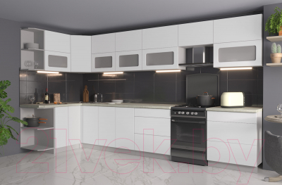 Готовая кухня Интерлиния Мила Матте 1.5x3.8 Б левая