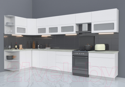 Готовая кухня Интерлиния Мила Матте 1.5x3.9 Б левая