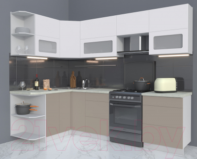 Готовая кухня Интерлиния Мила Матте 1.5x2.6 Б левая