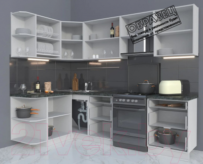 Готовая кухня Интерлиния Мила Матте 1.5x2.6 Б левая