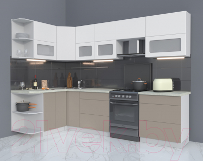 Готовая кухня Интерлиния Мила Матте 1.5x2.9 Б левая