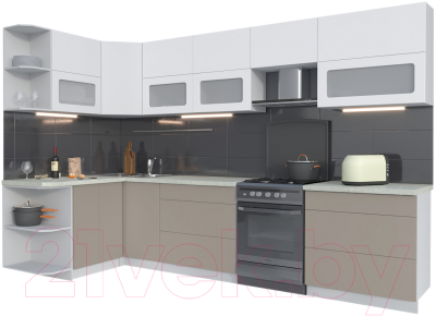 Готовая кухня Интерлиния Мила Матте 1.5x3.2 Б левая - фото