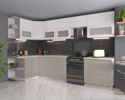 Готовая кухня Интерлиния Мила Матте 1.5x3.2 Б левая