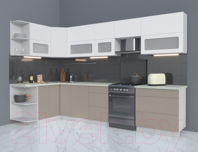 Готовая кухня Интерлиния Мила Матте 1.5x3.3 Б левая