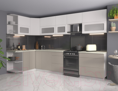 Готовая кухня Интерлиния Мила Матте 1.5x3.3 Б левая