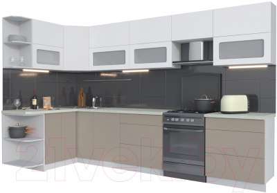 Готовая кухня Интерлиния Мила Матте 1.5x3.4 Б левая - фото