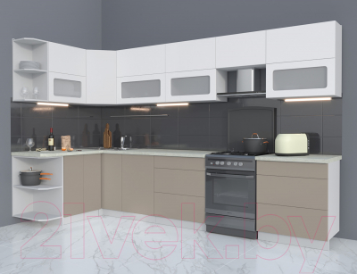 Готовая кухня Интерлиния Мила Матте 1.5x3.4 Б левая