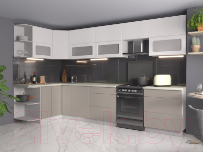 Готовая кухня Интерлиния Мила Матте 1.5x3.4 Б левая