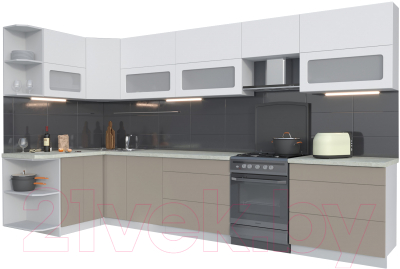 Готовая кухня Интерлиния Мила Матте 1.5x3.6 Б левая - фото