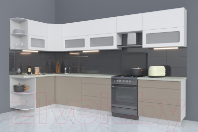 Готовая кухня Интерлиния Мила Матте 1.5x3.6 Б левая