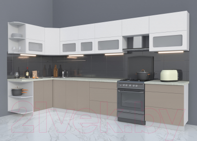 Готовая кухня Интерлиния Мила Матте 1.5x3.7 Б левая