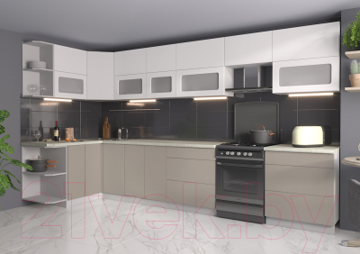 Готовая кухня Интерлиния Мила Матте 1.5x3.7 Б левая