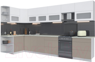 Готовая кухня Интерлиния Мила Матте 1.5x3.8 Б левая - фото