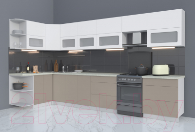 Готовая кухня Интерлиния Мила Матте 1.5x3.8 Б левая