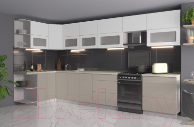 Готовая кухня Интерлиния Мила Матте 1.5x3.8 Б левая