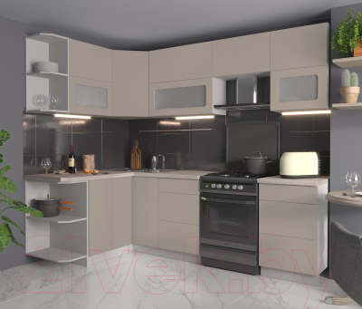 Готовая кухня Интерлиния Мила Матте 1.5x2.5 Б левая