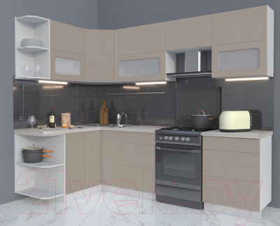 Готовая кухня Интерлиния Мила Матте 1.5x2.6 Б левая