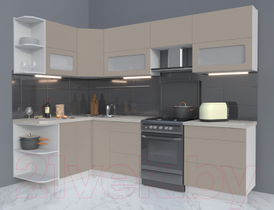 Готовая кухня Интерлиния Мила Матте 1.5x2.7 Б левая