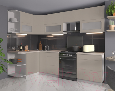 Готовая кухня Интерлиния Мила Матте 1.5x2.7 Б левая