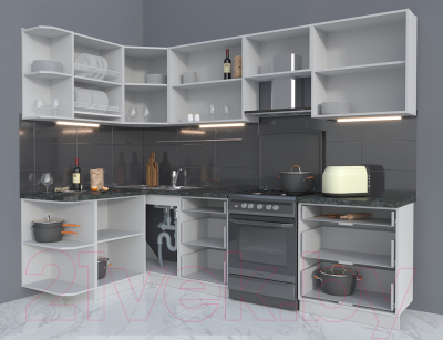 Готовая кухня Интерлиния Мила Матте 1.5x2.7 Б левая