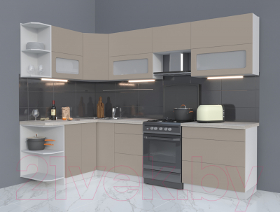 Готовая кухня Интерлиния Мила Матте 1.5x2.8 Б левая