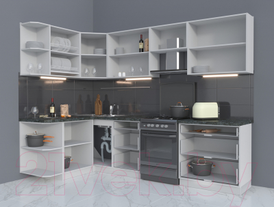 Готовая кухня Интерлиния Мила Матте 1.5x2.8 Б левая